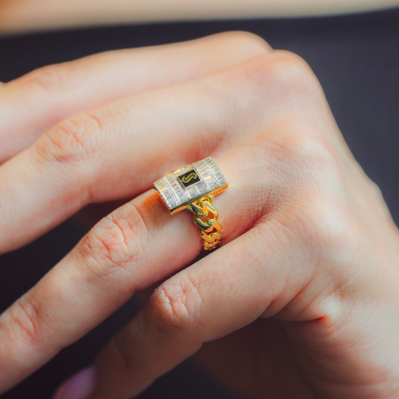 Anillo De Mujer - Monaco Chain CLASSIC Baguette Lock