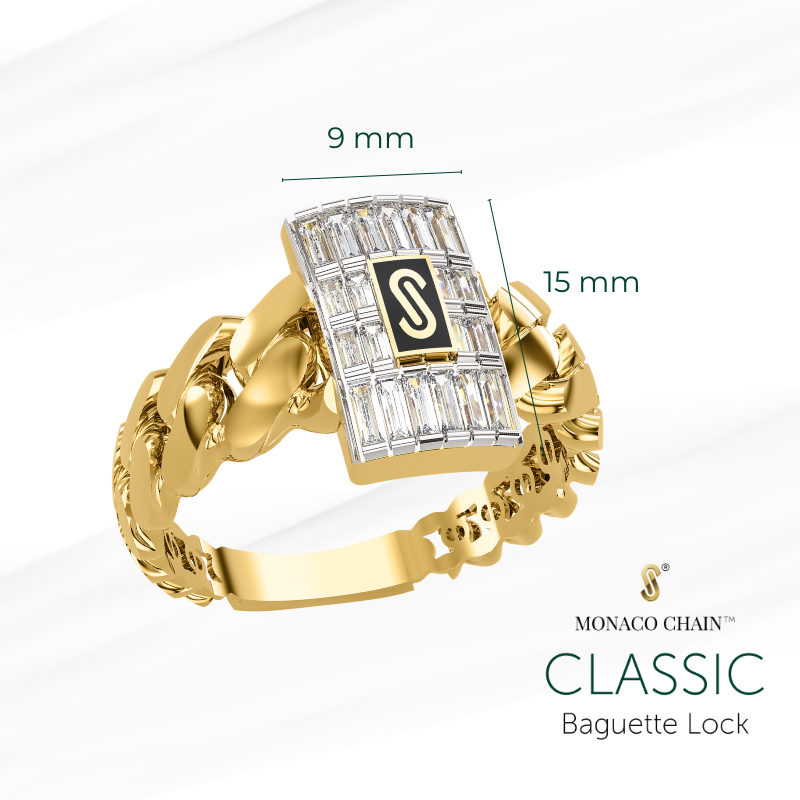Anillo De Mujer - Monaco Chain CLASSIC Baguette Lock