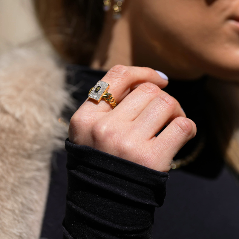 Anillo De Mujer - Monaco Chain CLASSIC Pavé Lock