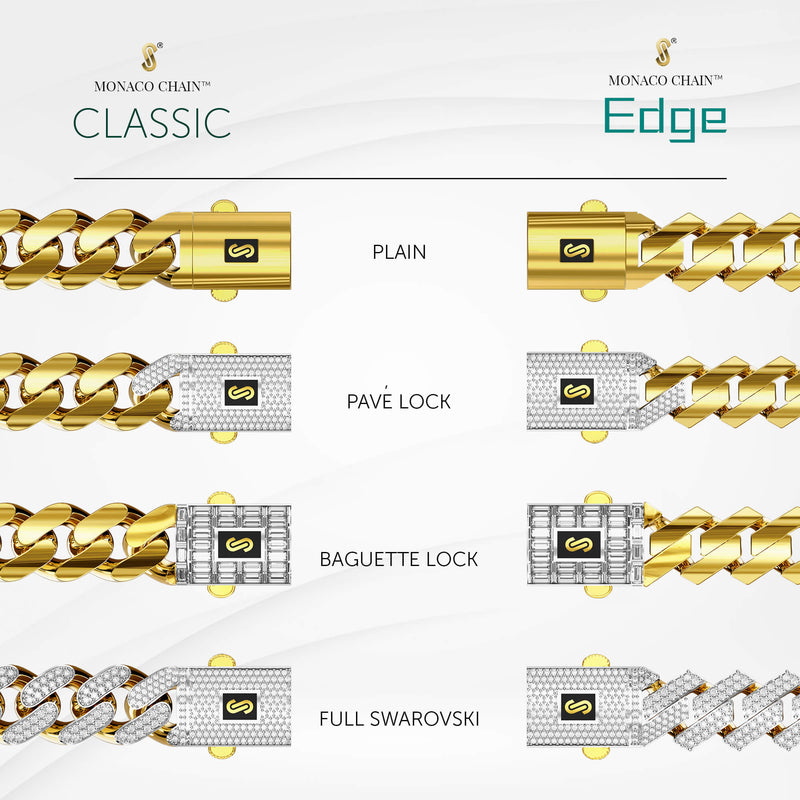 Men's Bracelet - Monaco Chain EDGE Pavé Lock