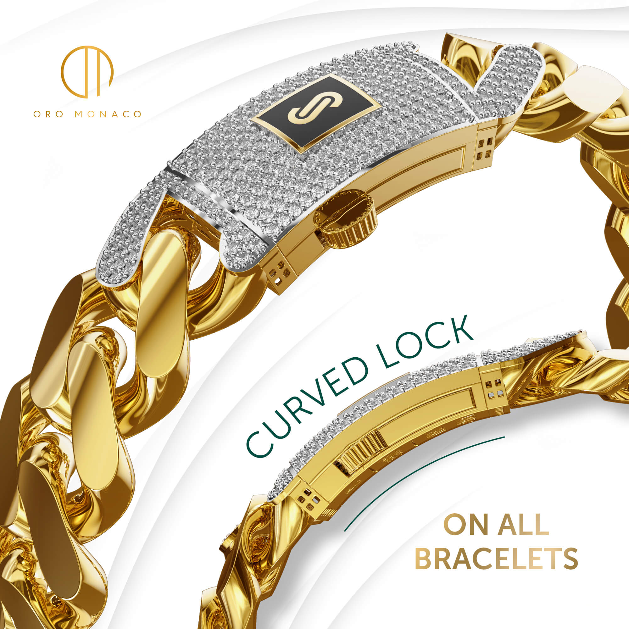 Pulsera De Hombre - Monaco Chain CLASSIC Pavé Lock
