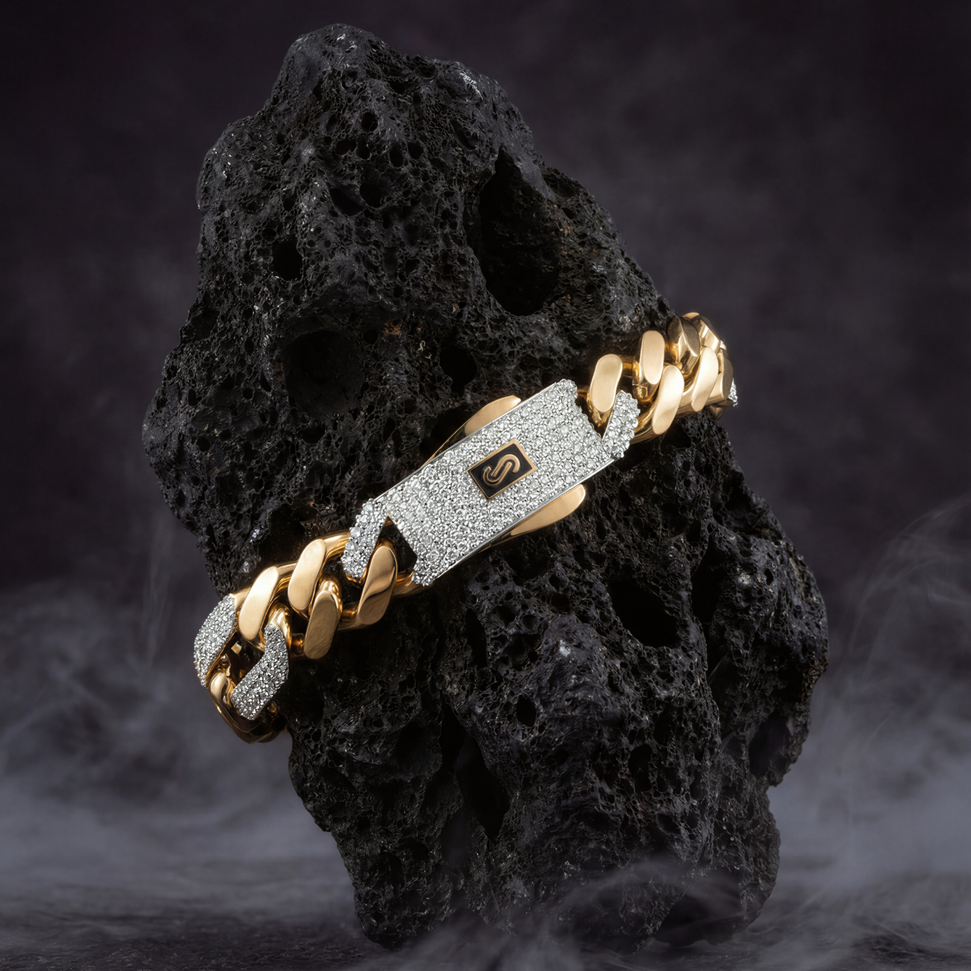 Women's Bracelet- Monaco Chain FIGARO Alternate Pavé
