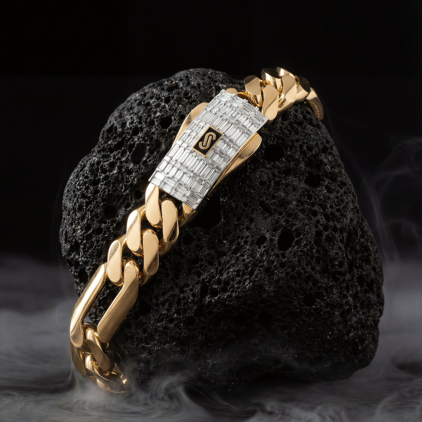 Women's Bracelet - Monaco Chain FIGARO Baguette Lock