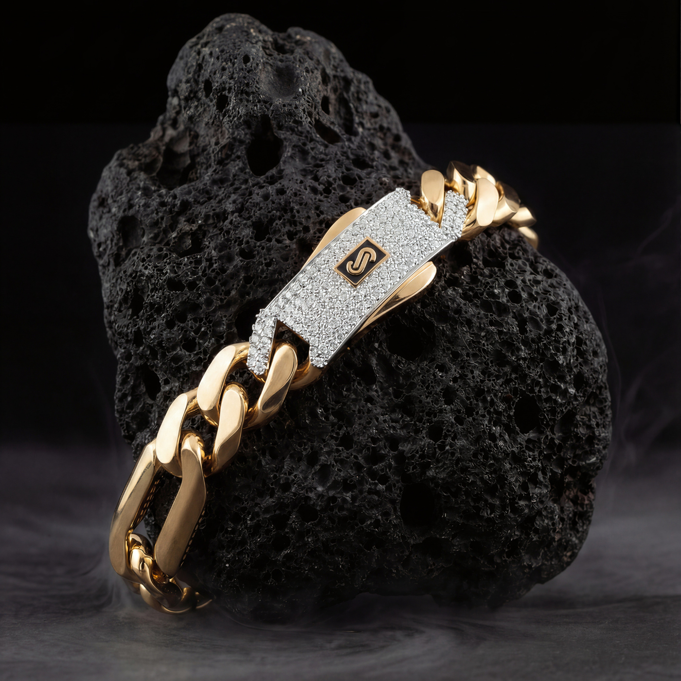Men's Bracelet - Monaco Chain FIGARO Pavé Lock