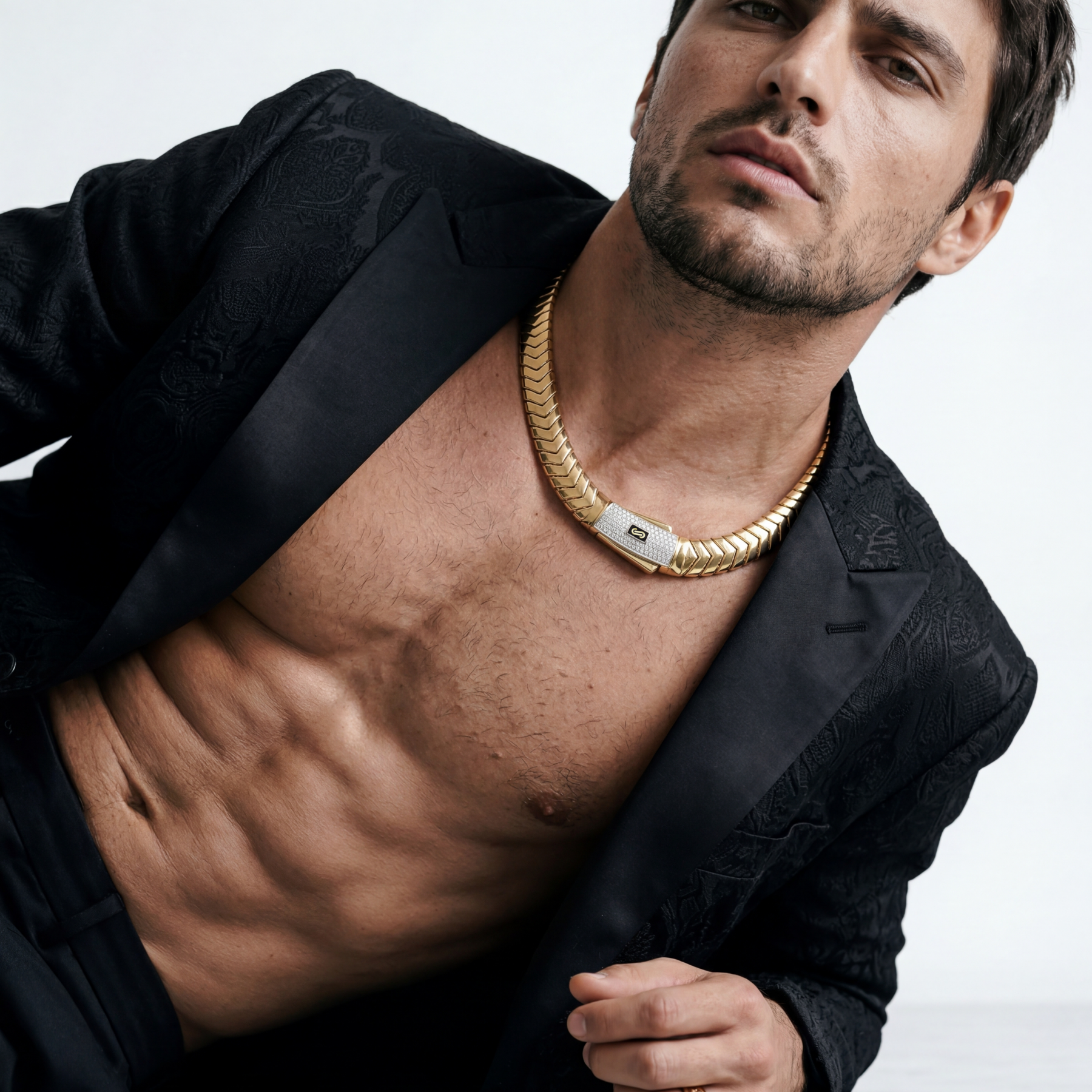 Men's Necklace- Monaco Chain MERM Pavé Lock