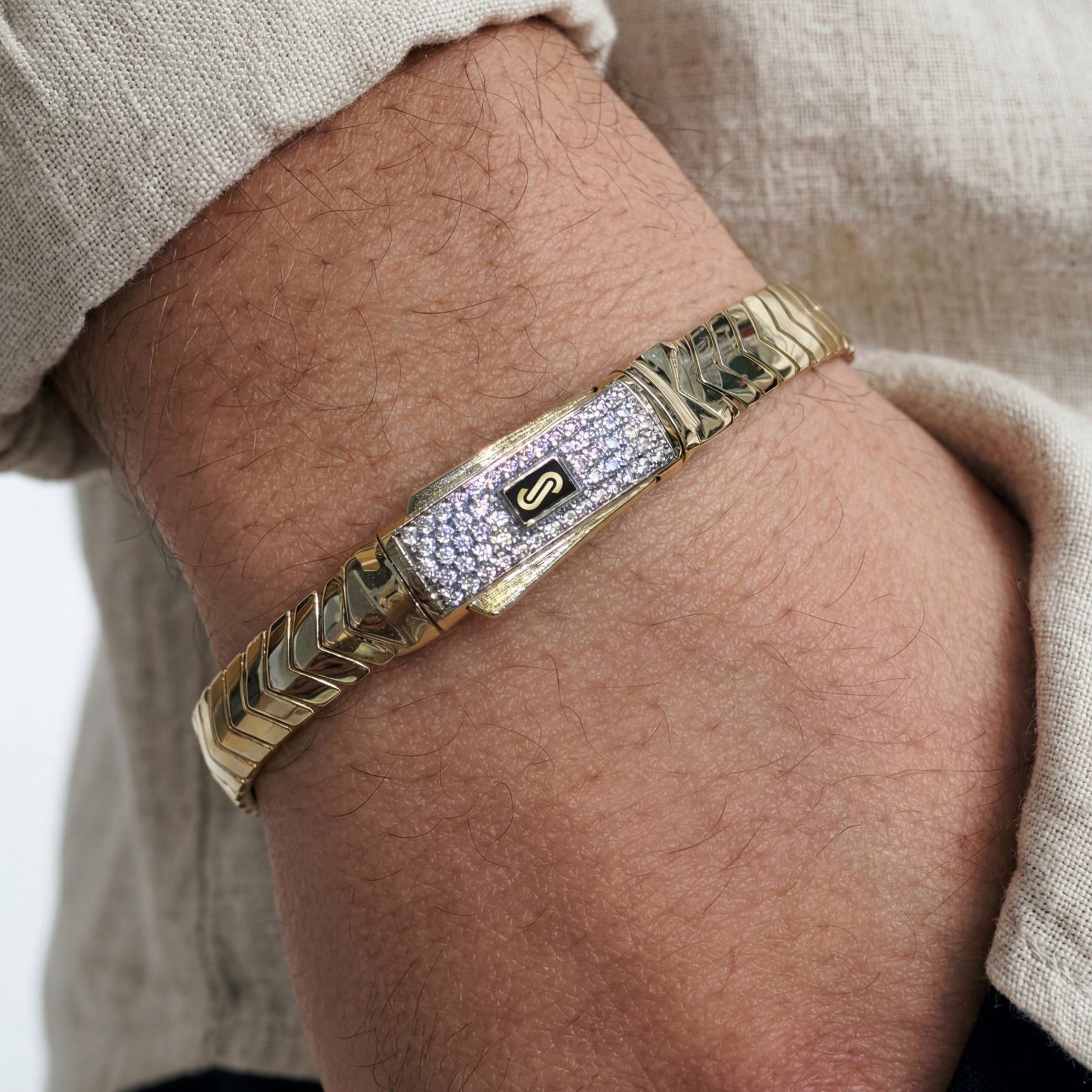 Men's Bracelet- Monaco Chain MERM Pavé Lock