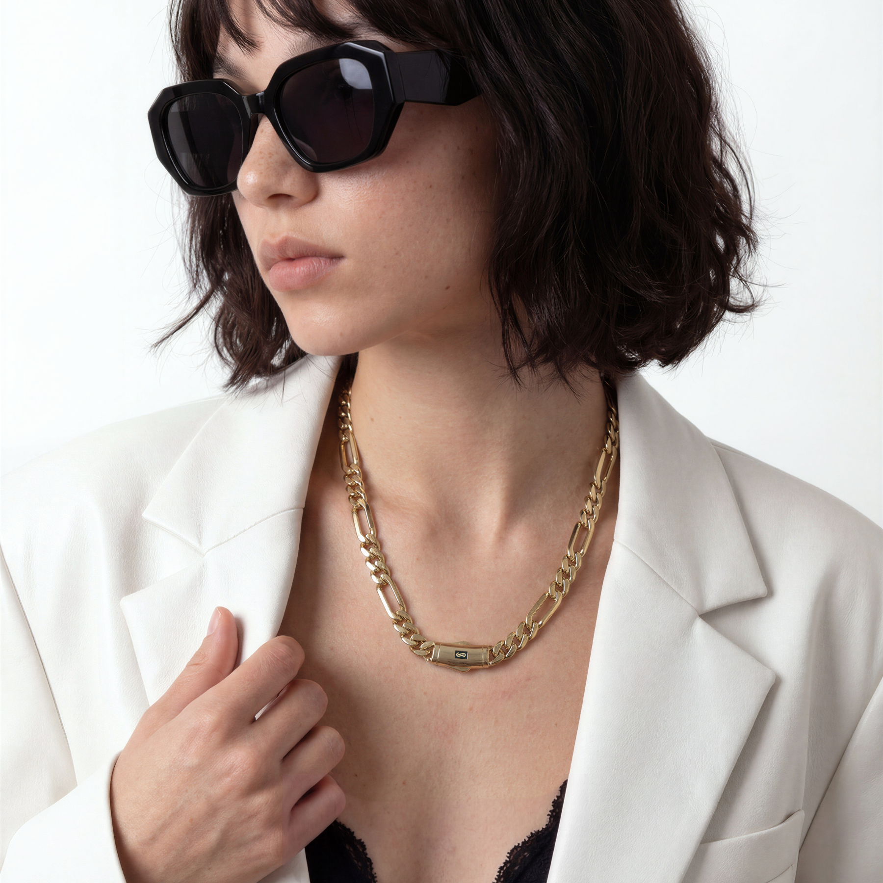 Women's Necklace - Monaco Chain FIGARO Plain