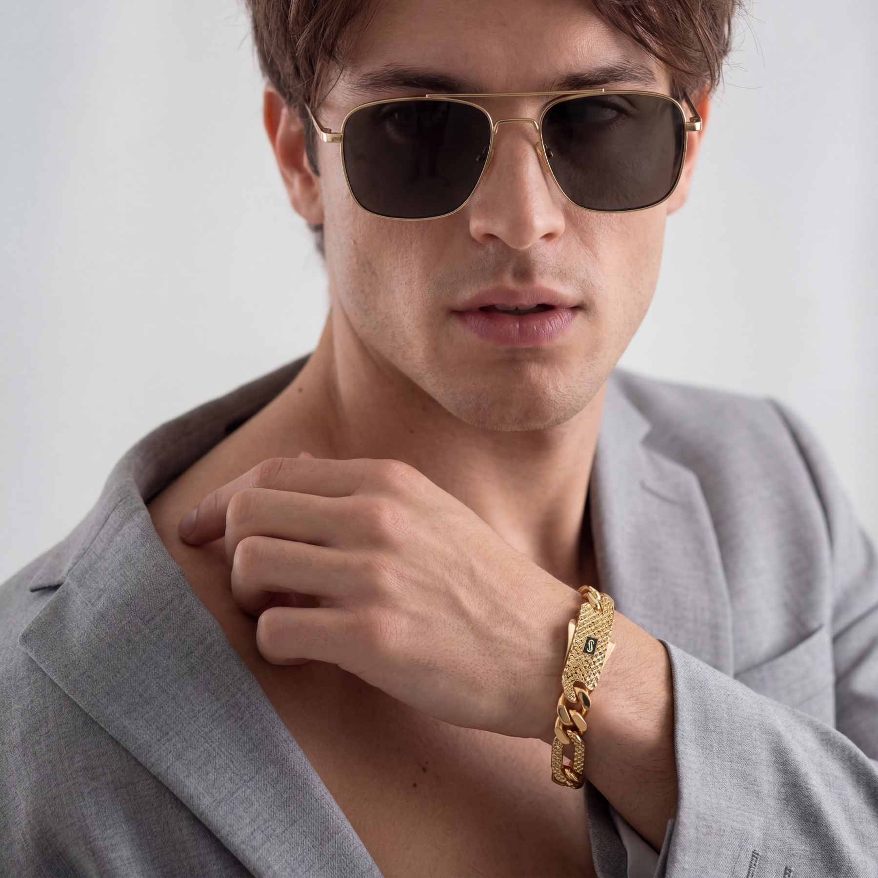 Men's Bracelet- Monaco Chain FIGARO Alternate Flex