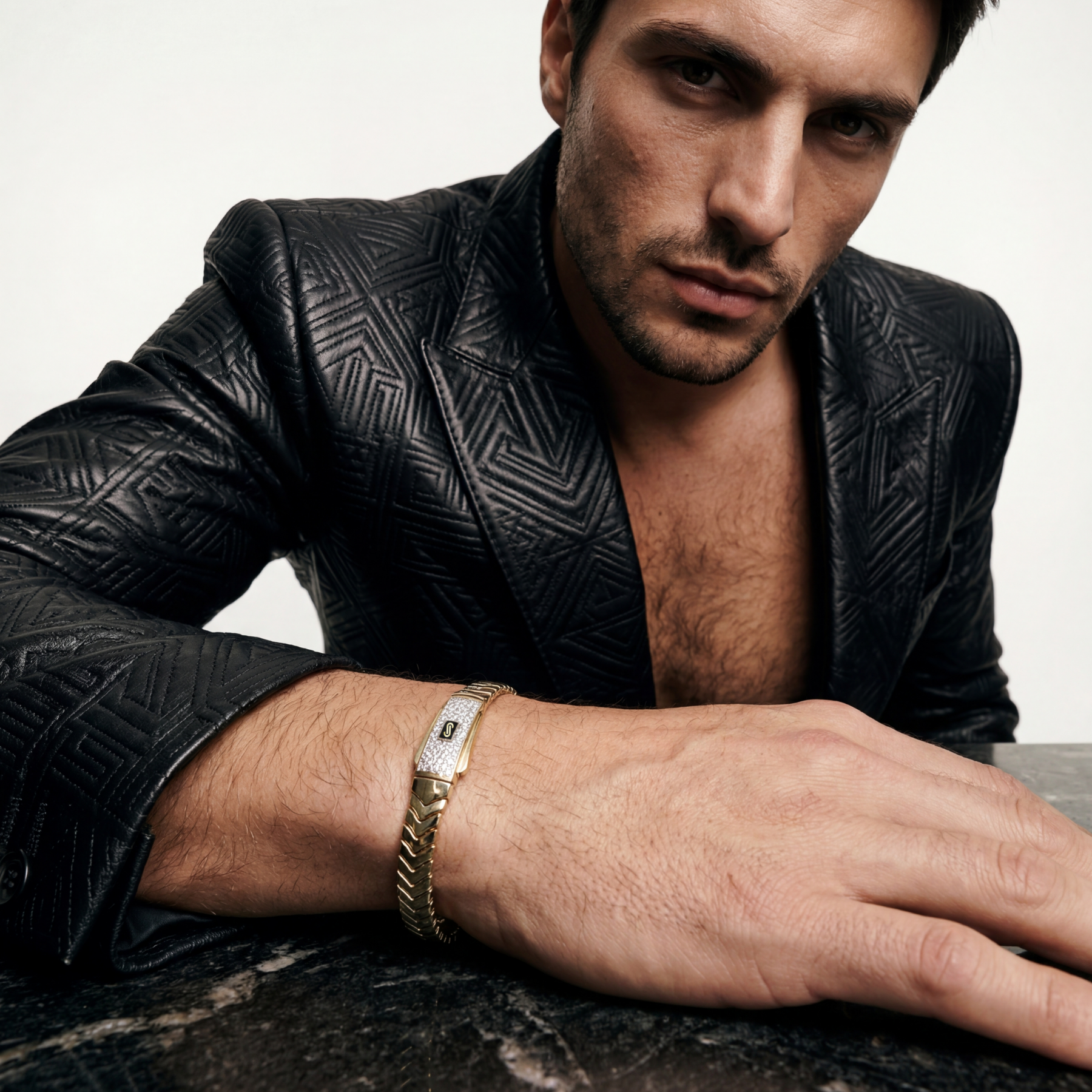 Men's Bracelet- Monaco Chain MERM Pavé Lock