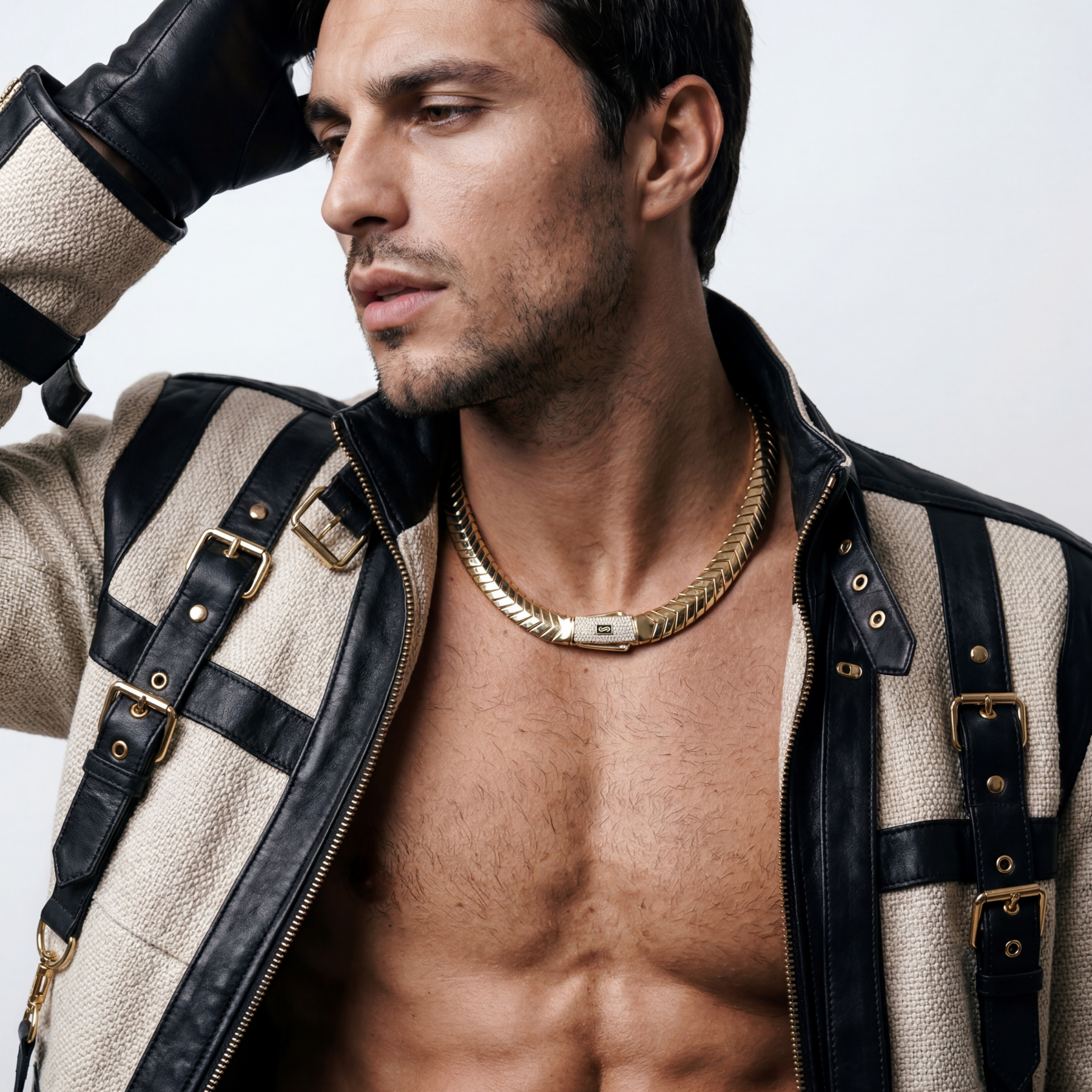 Men's Necklace- Monaco Chain MERM Pavé Lock