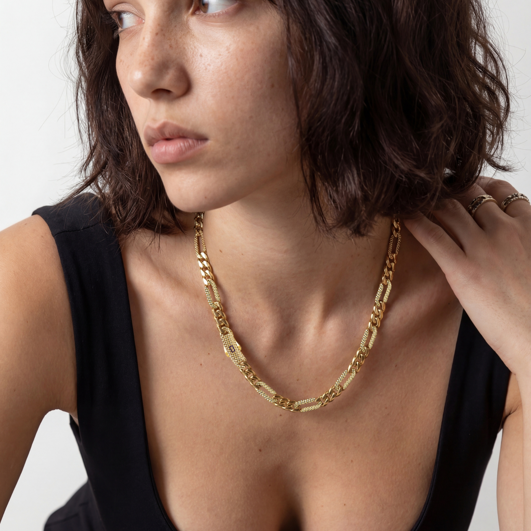 Women's Necklace/Choker - Monaco Chain FIGARO Alternate Flex