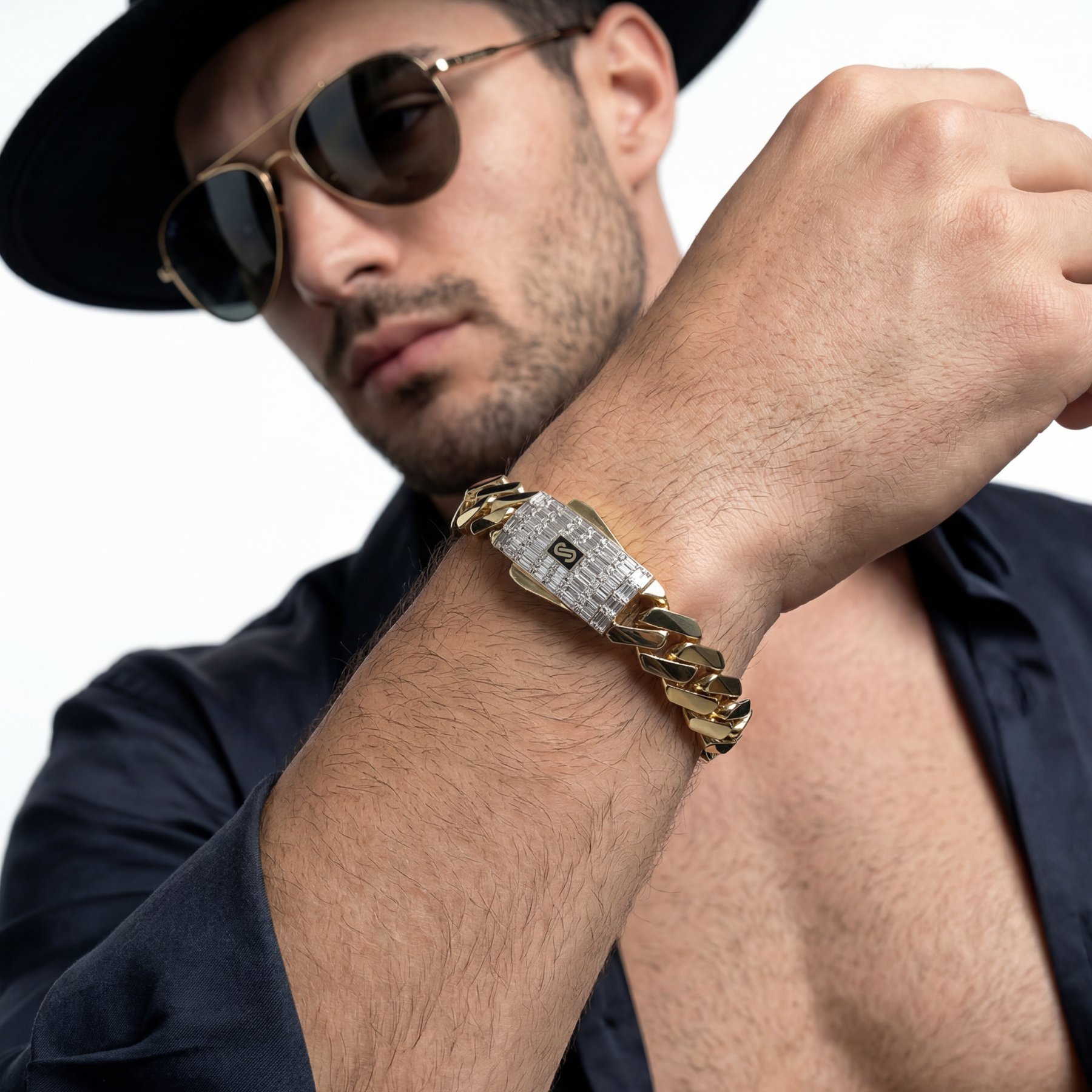 Men's Bracelet - Monaco Chain EDGE Baguette Lock