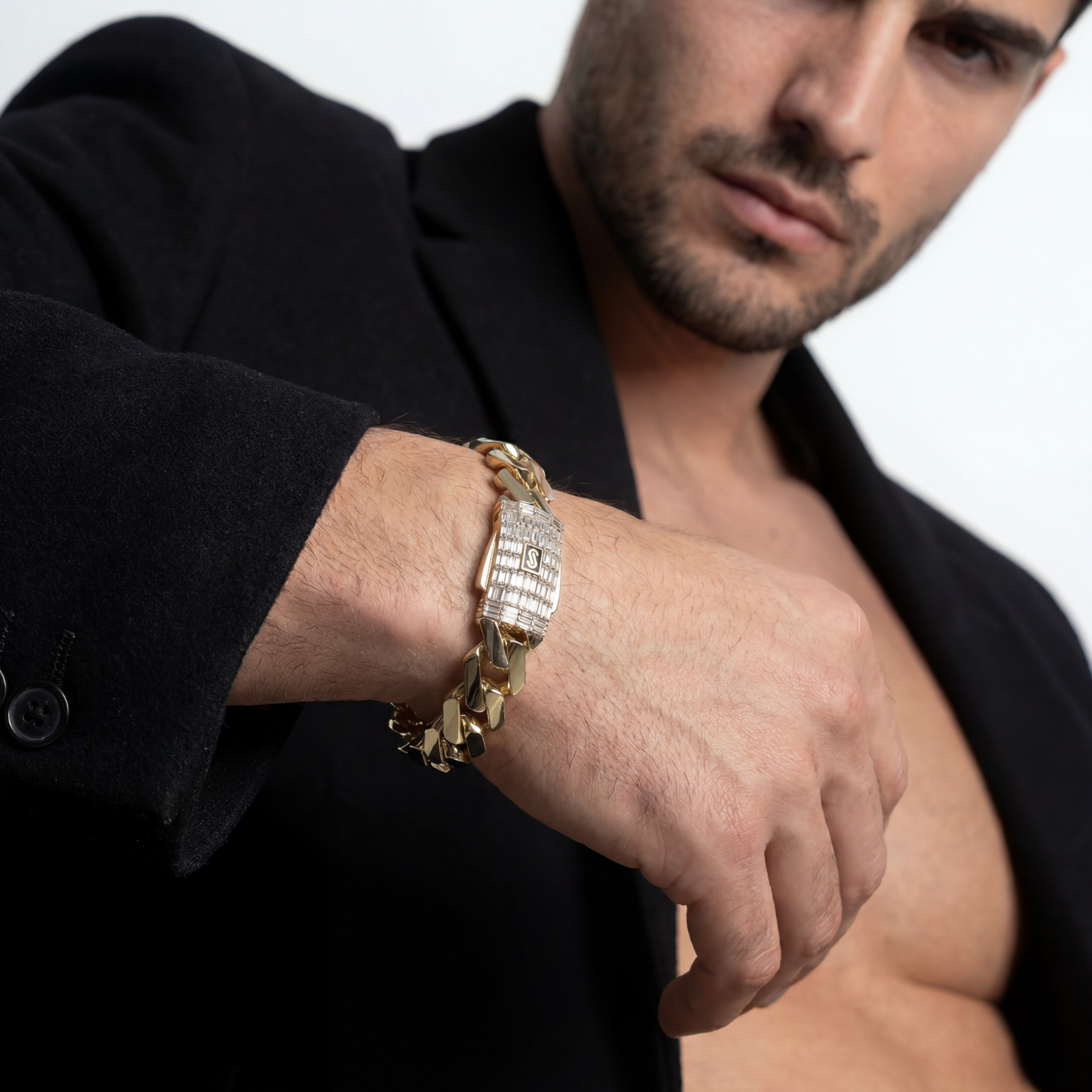 Men's Bracelet - Monaco Chain EDGE Baguette Lock