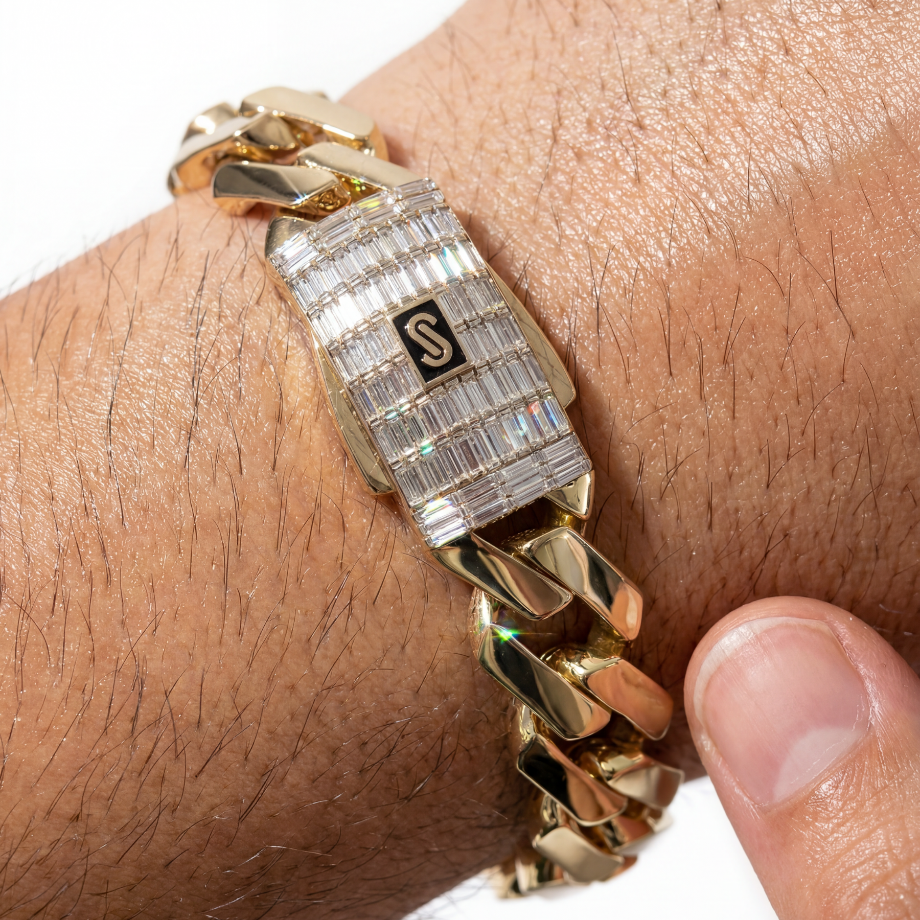 Men's Bracelet - Monaco Chain EDGE Baguette Lock