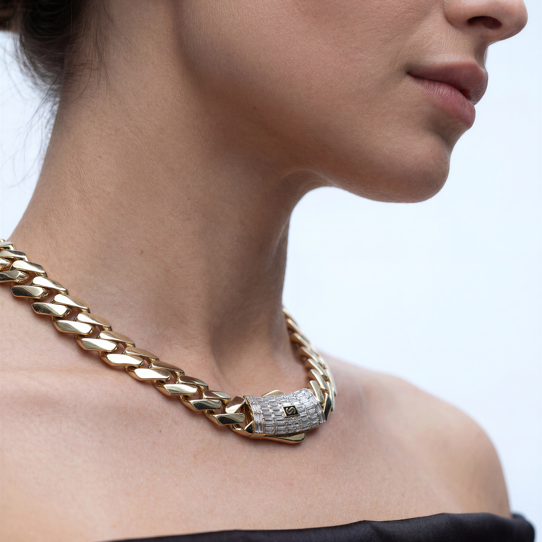 Collar/gargantilla para mujer -Monaco Chain EDGE Baguette Lock
