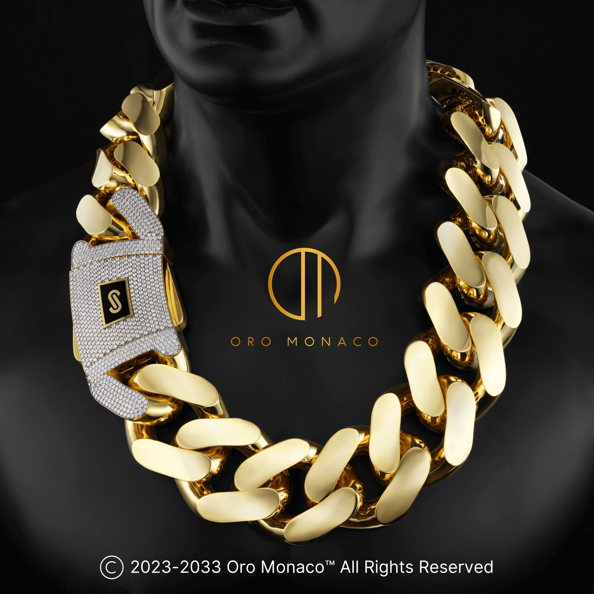 Monaco Chain Models Men's Necklace - Monaco Chain CLASSIC Pavé Lock - 50mm (XXMC)