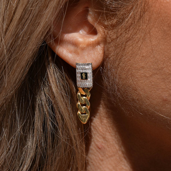 Earrings - Monaco Chain CLASSIC Baguette Lock