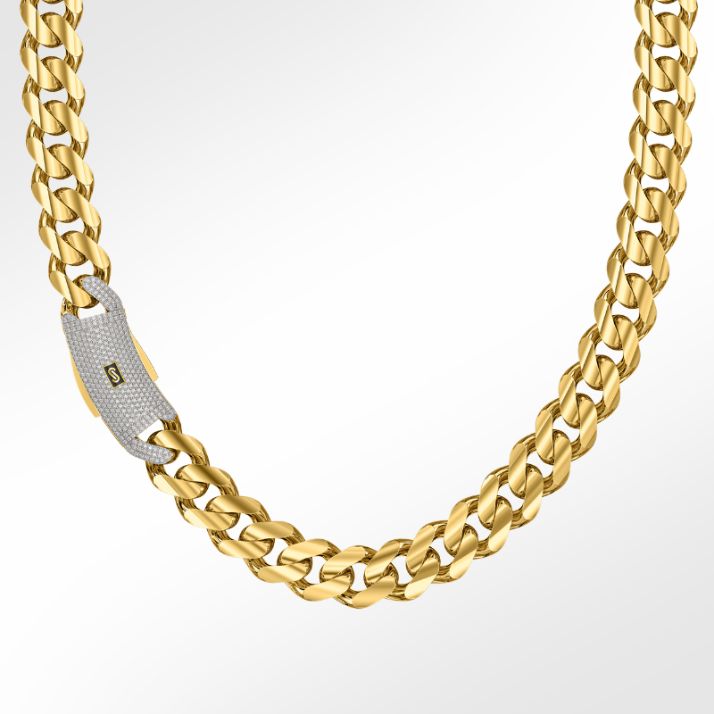 Collar de hombre - Monaco Chain CLASSIC Pavé Lock