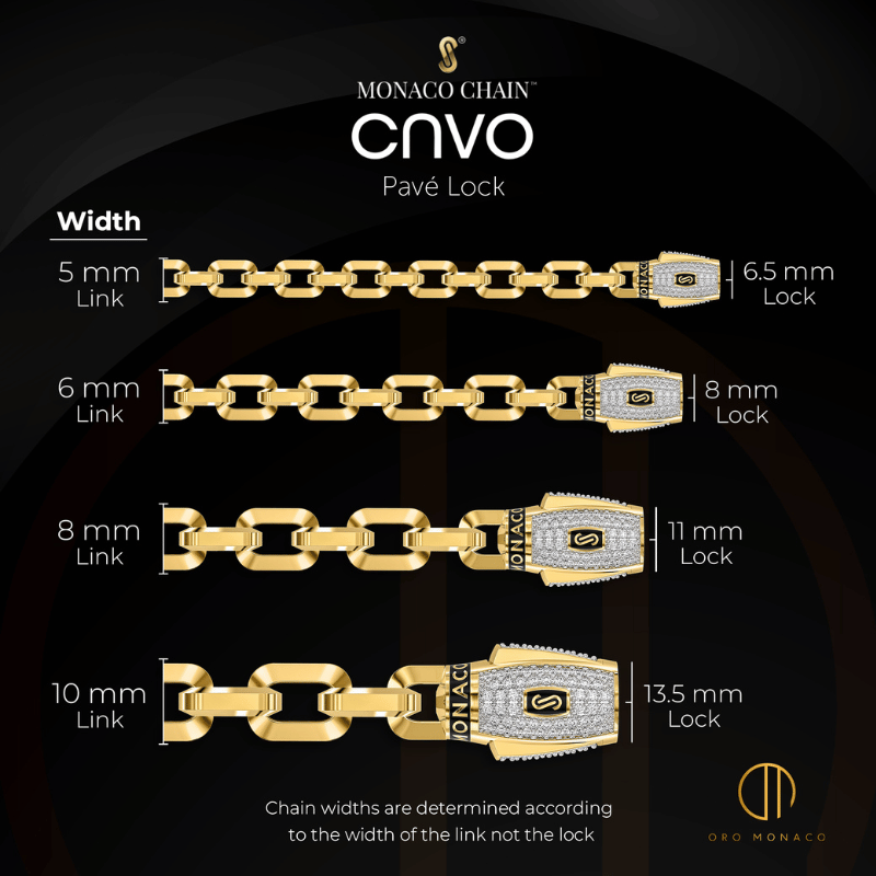 Women's Bracelet - Monaco Chain CAVO Pavé Lock - 7.0'' / 5 mm / 10K Yellow  Gold