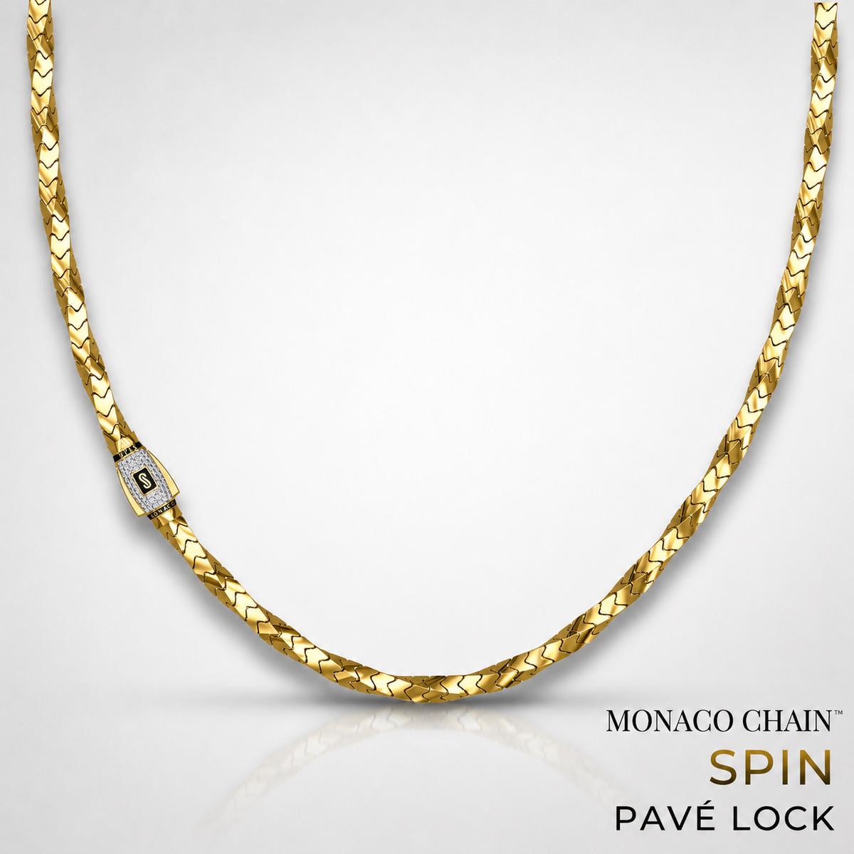 Women's Necklace - Monaco Chain SPIN Pavé Lock