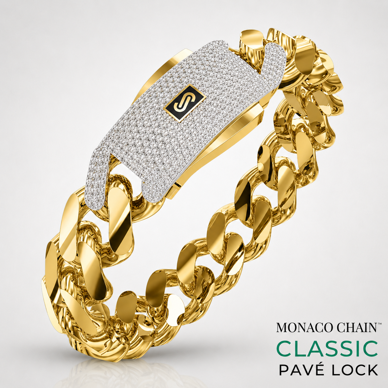 Pulsera De Hombre - Monaco Chain CLASSIC Pavé Lock