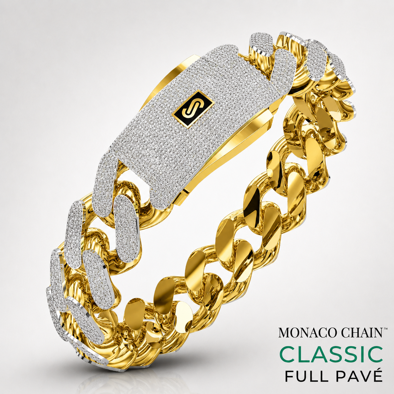 Men's Bracelet - Monaco Chain CLASSIC Full Pavé