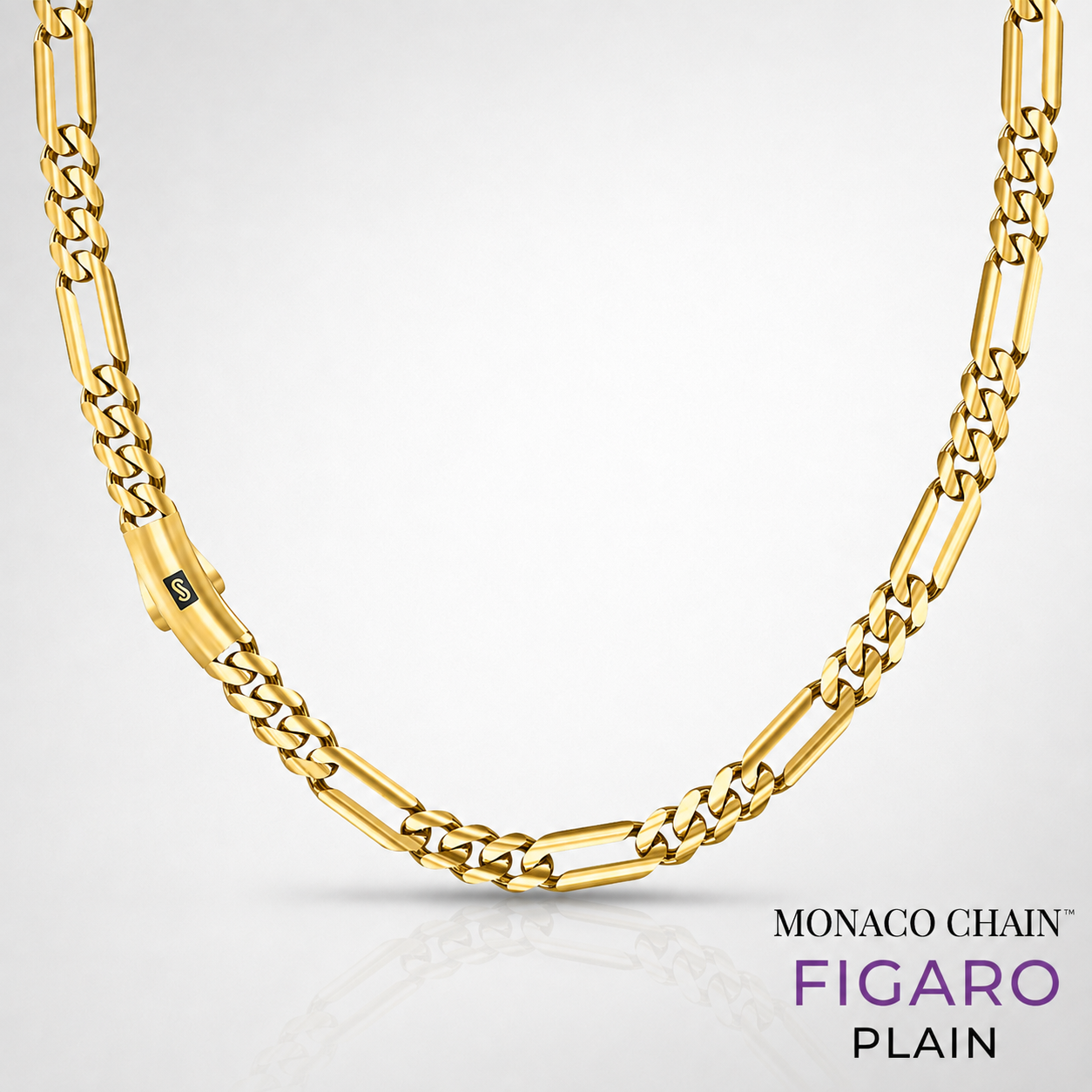 Men's Necklace - Monaco Chain FIGARO Plain