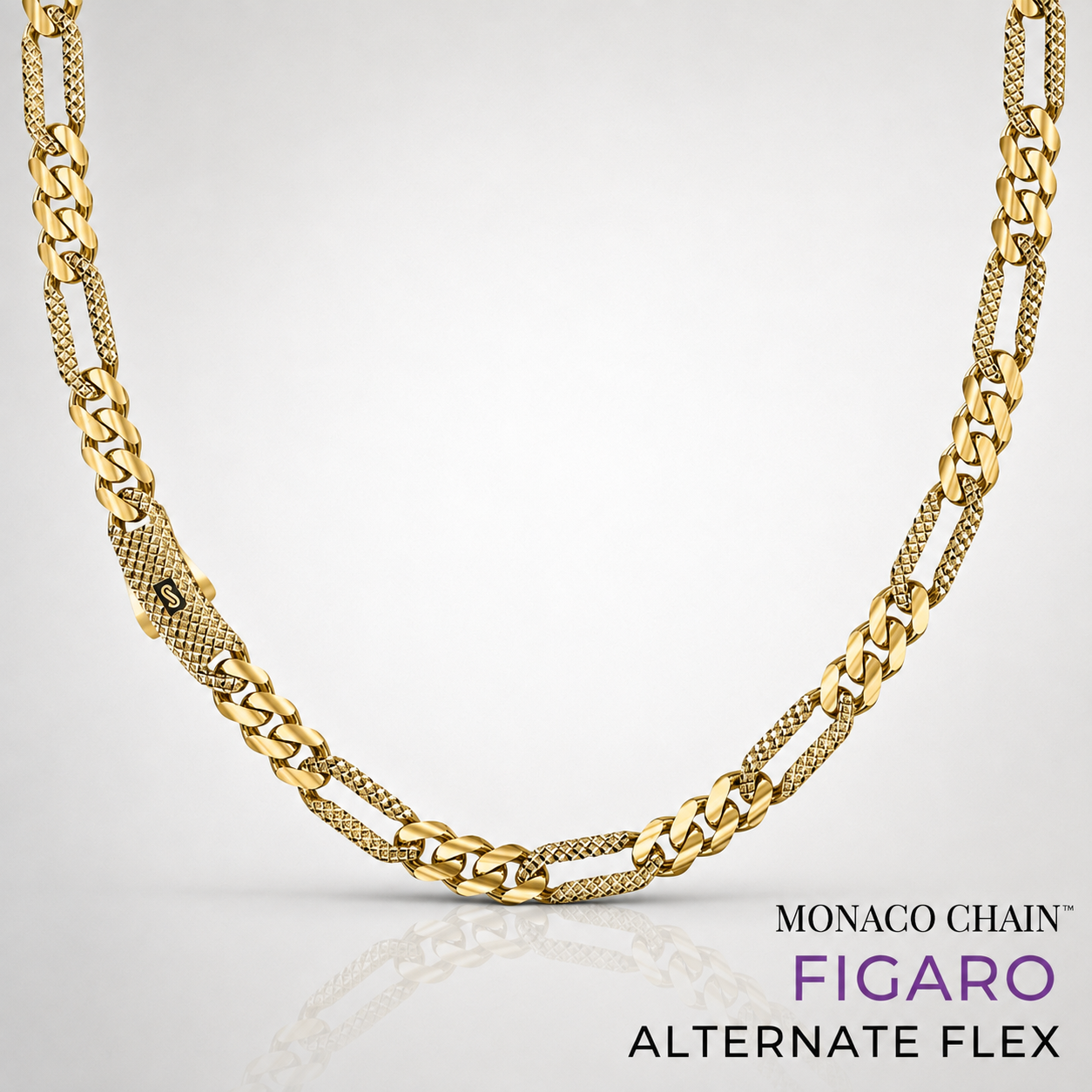 Men's Necklace - Monaco Chain FIGARO Alternate Flex