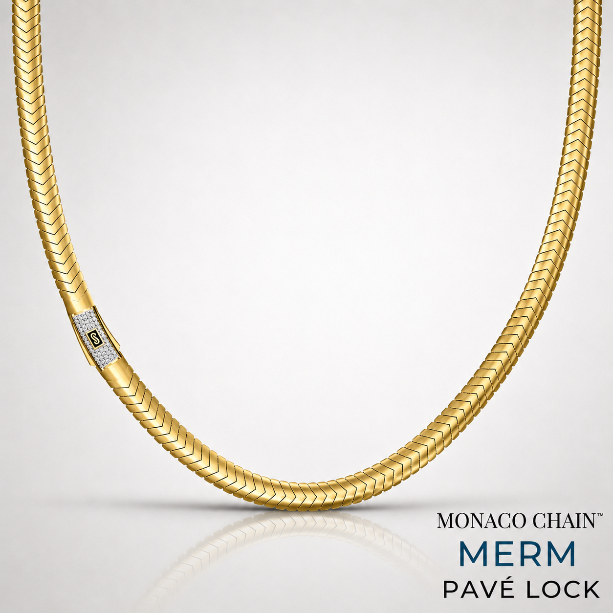 Women's Necklace/Choker - Monaco Chain MERM Pavé Lock