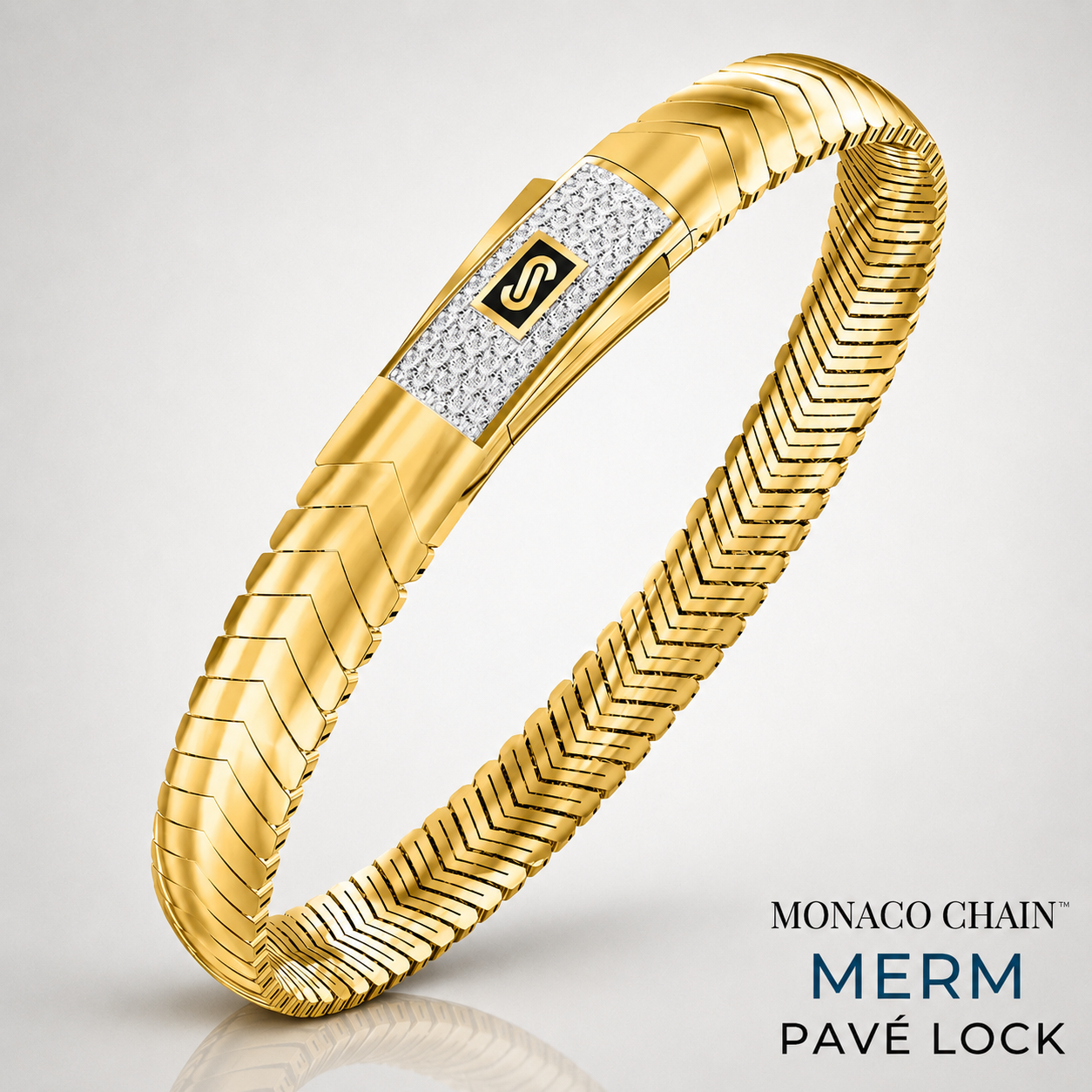 Women's Bracelet- Monaco Chain MERM Pavé Lock