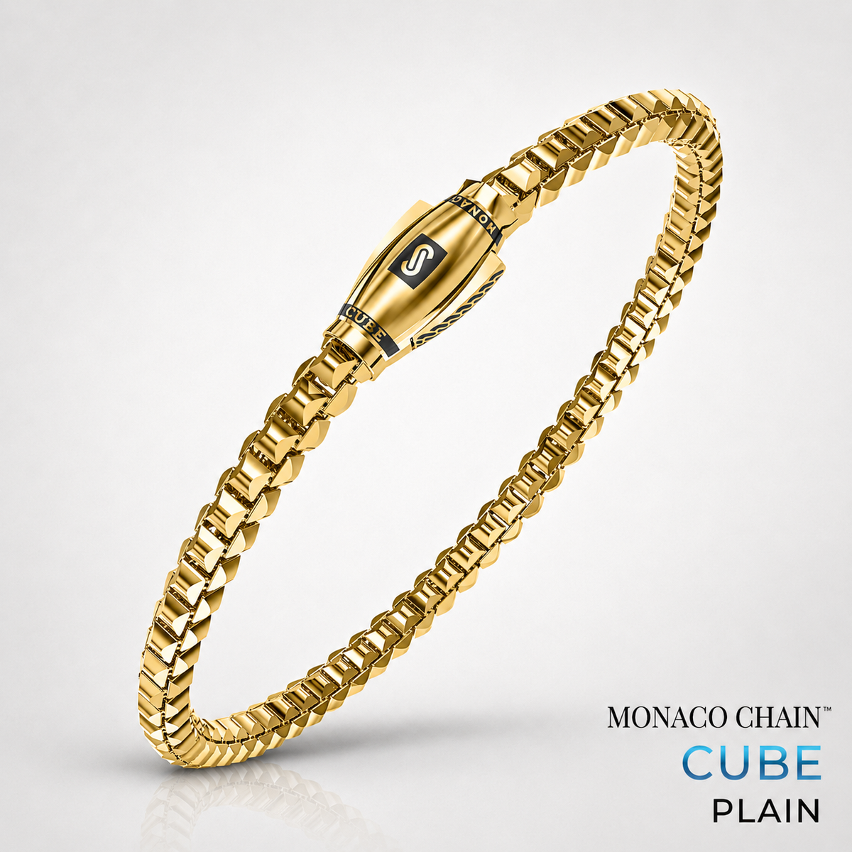 Men's Bracelet - Monaco Chain CUBE Plain