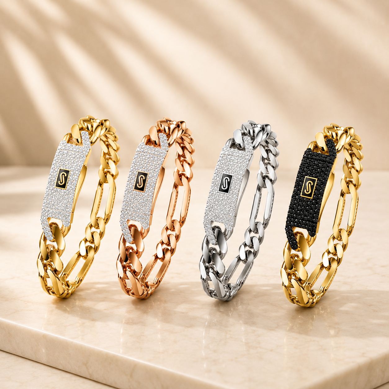 Women's Bracelet - Monaco Chain FIGARO Pavé Lock