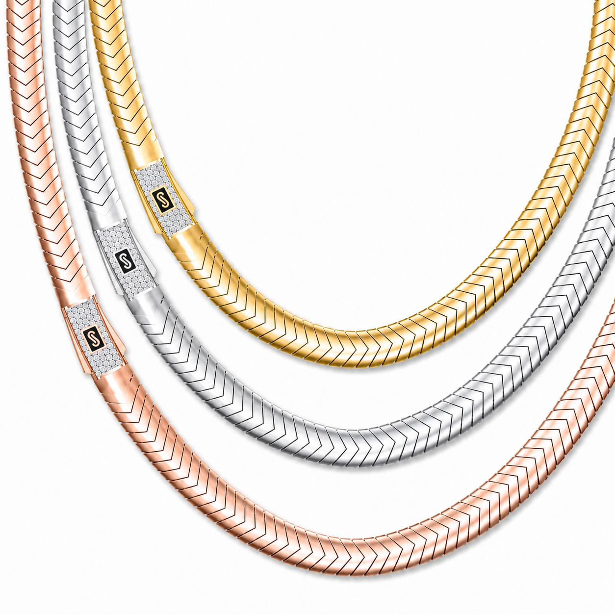 Men's Necklace- Monaco Chain MERM Pavé Lock