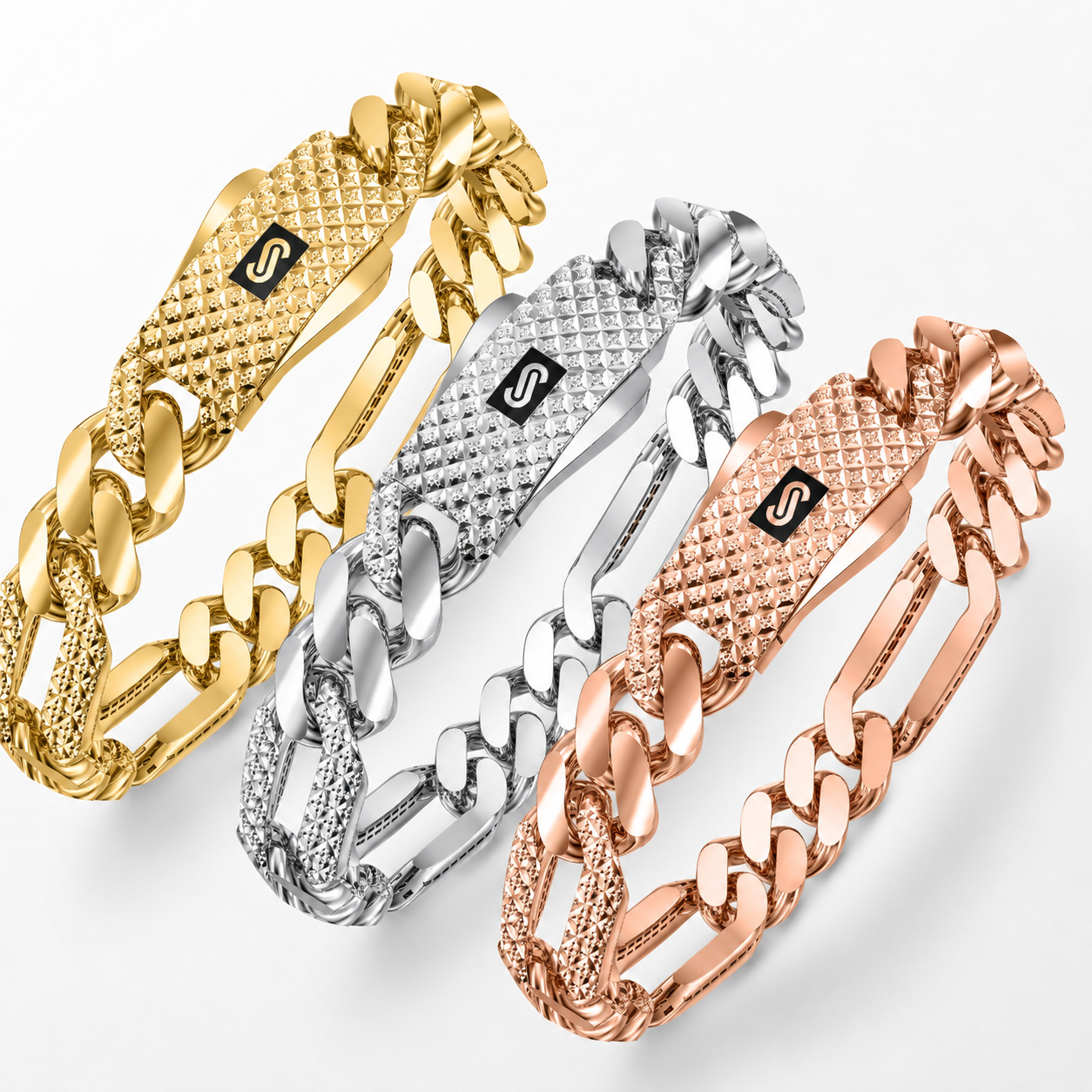 Men's Bracelet- Monaco Chain FIGARO Alternate Flex