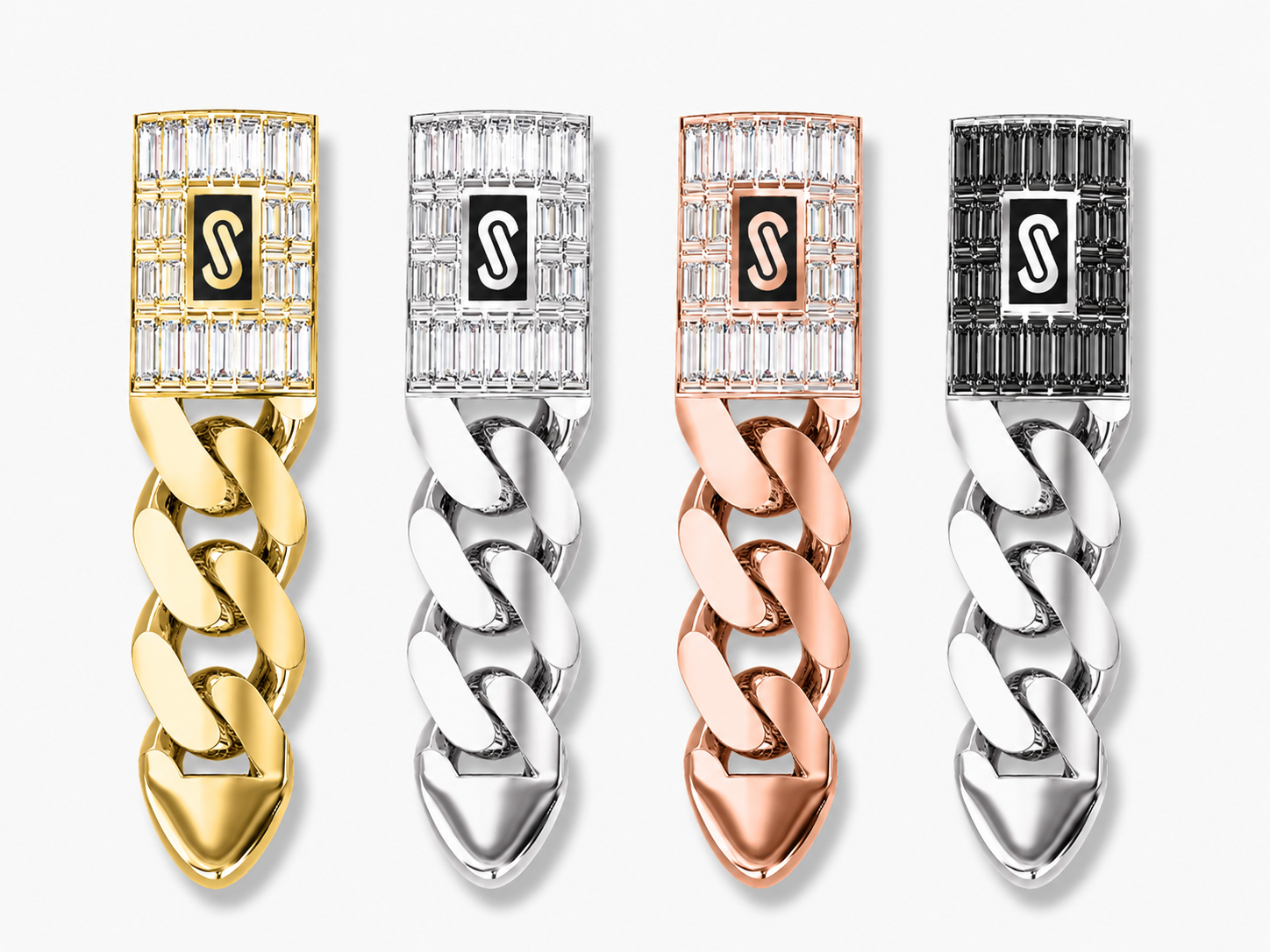 Earrings - Monaco Chain CLASSIC Baguette Lock
