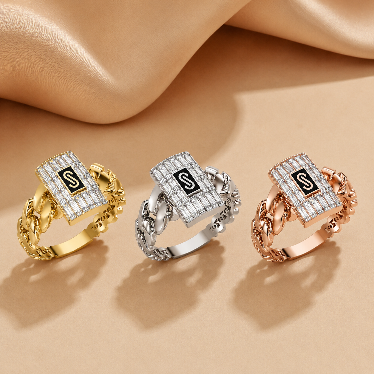 Women's Ring - Monaco Chain CLASSIC Baguette Lock