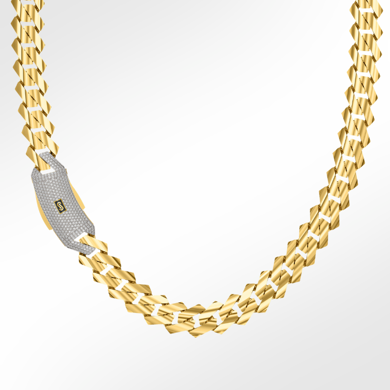 Men's Necklace Monaco Chain EDGE Pavé Lock
