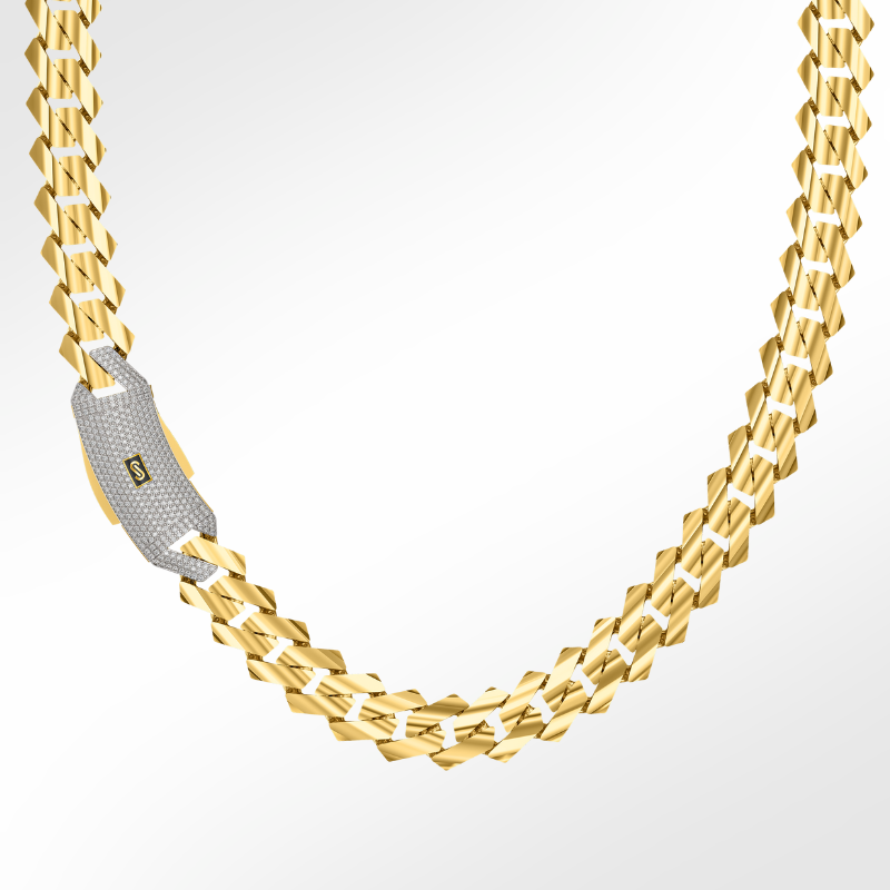 Men's Necklace - Monaco Chain EDGE Pavé Lock