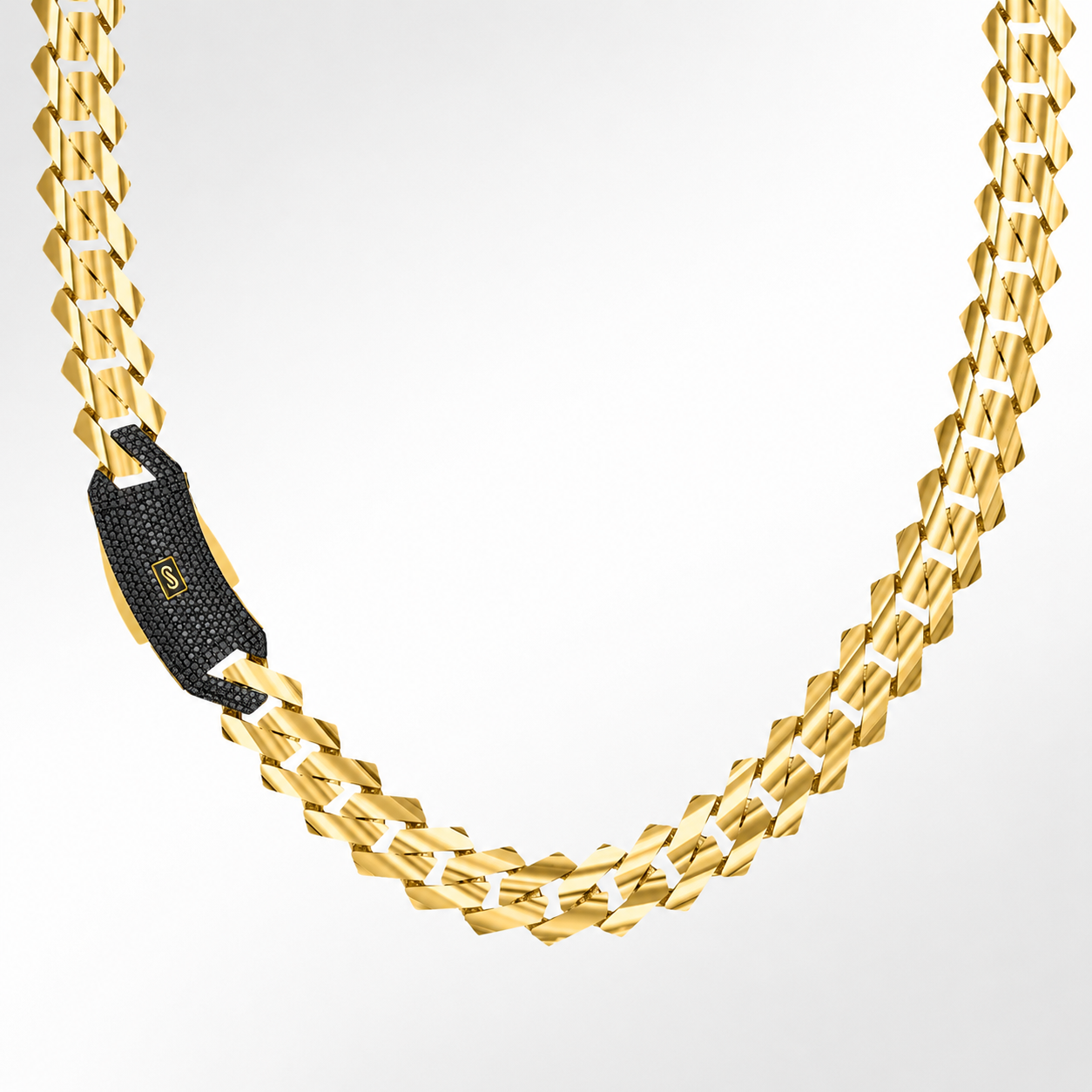 Women's Necklace/Choker - Monaco Chain EDGE Pavé Lock