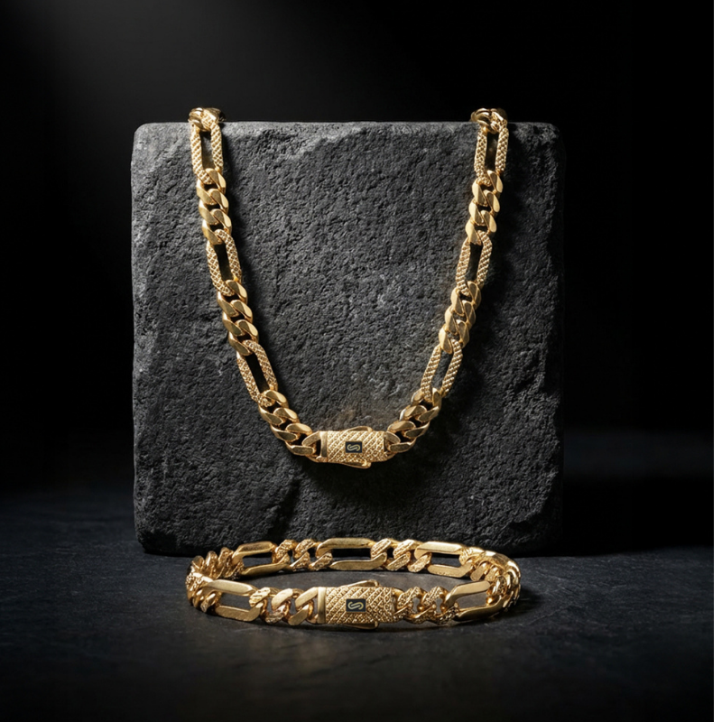 Men's Bracelet- Monaco Chain FIGARO Alternate Flex