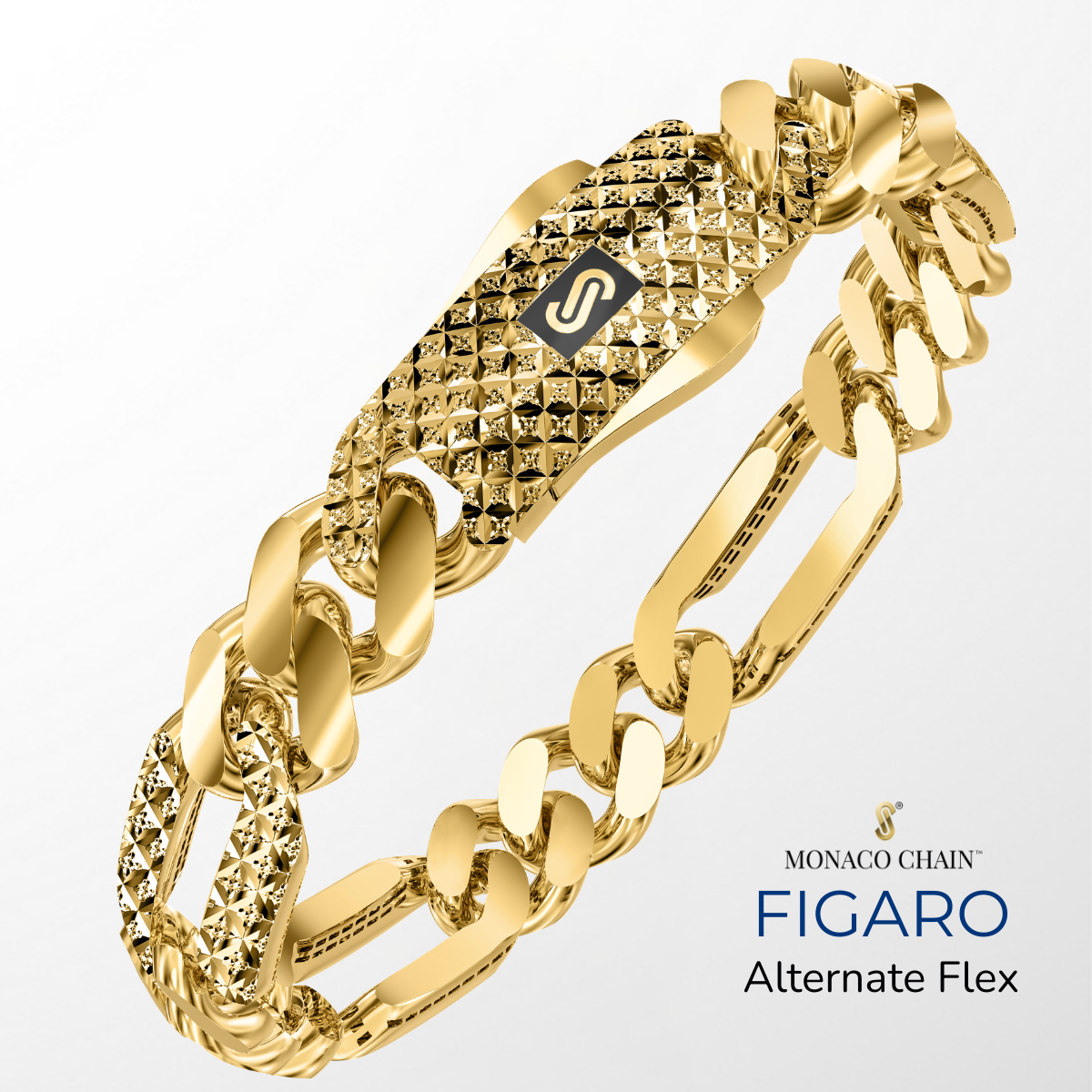Women's Bracelet- Monaco Chain FIGARO Alternate Flex