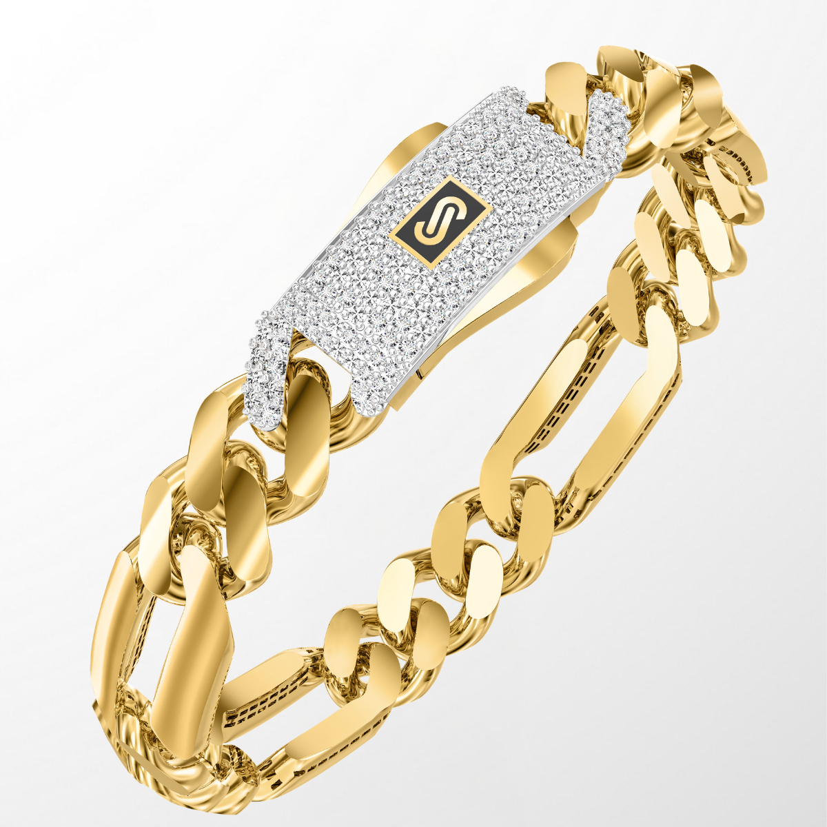 Women's Bracelet - Monaco Chain FIGARO Pavé Lock