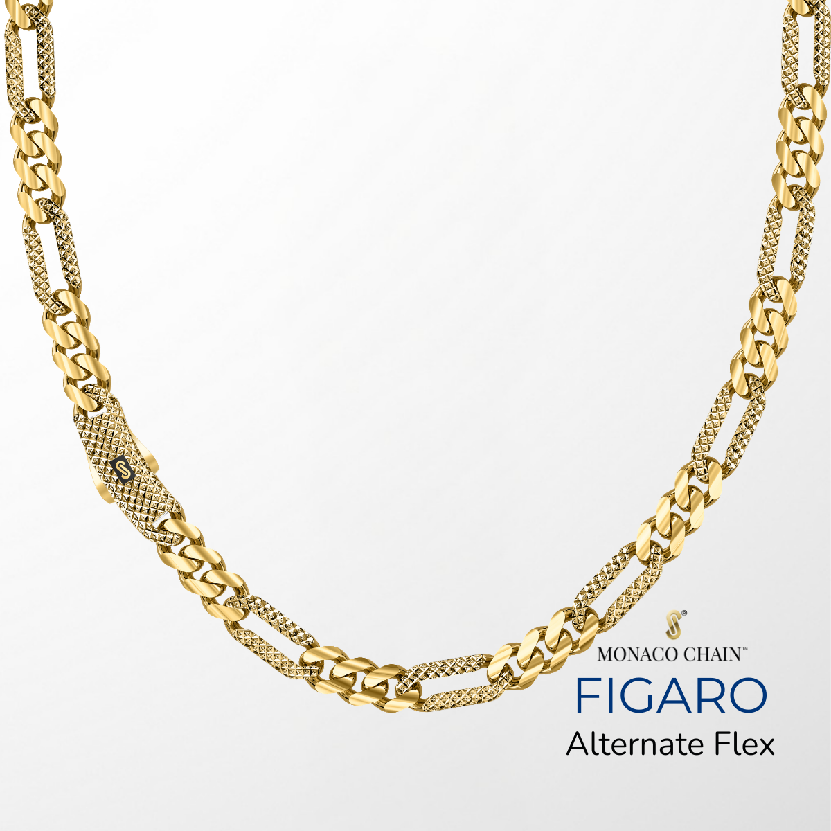 aco♡ Women's Necklace/Choker - Monaco Chain FIGARO Alternate Flex