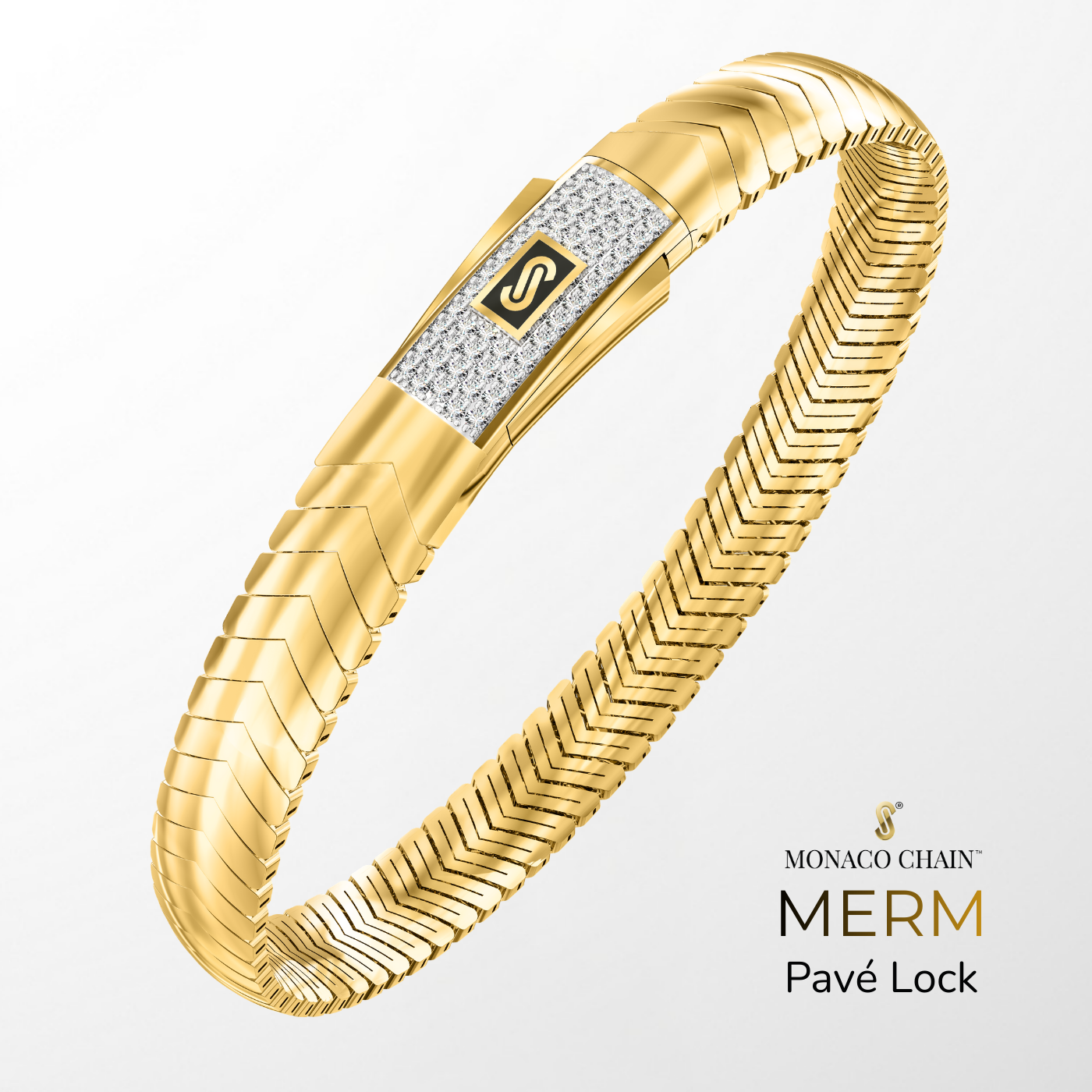 Women's Bracelet- Monaco Chain MERM Pavé Lock