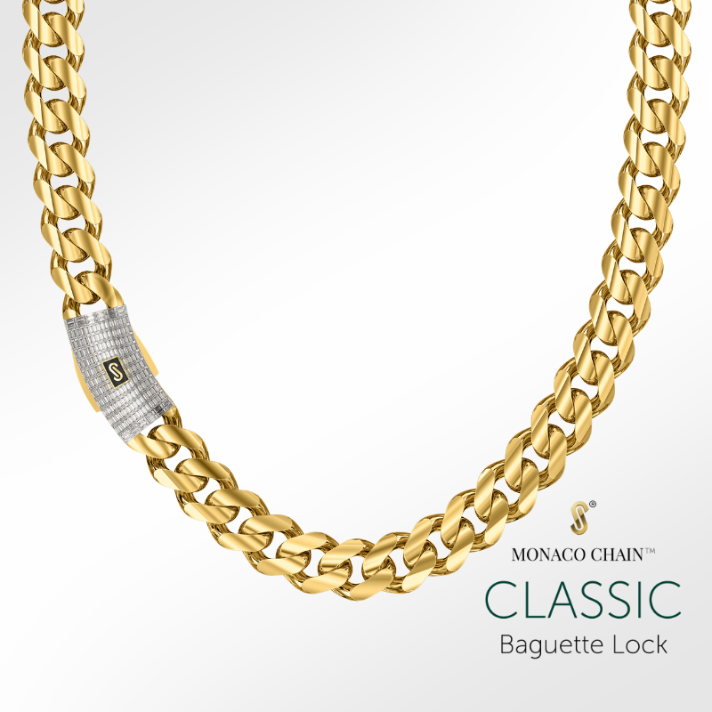 Men's Necklace Monaco Chain CLASSIC Baguette Lock