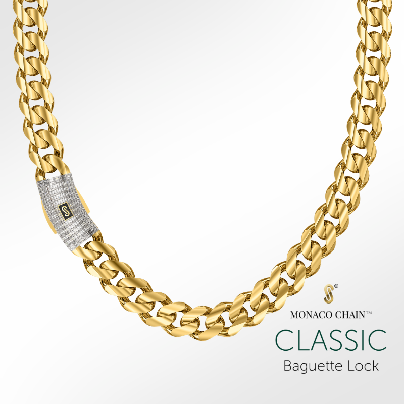 Women's Necklace/Choker - Monaco Chain CLASSIC Baguette Lock