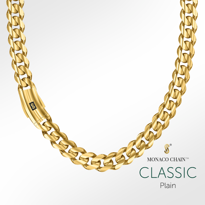 Men's Necklace Monaco Chain CLASSIC Plain Oro Monaco