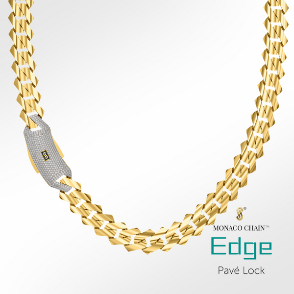 Collar de hombre - Monaco Chain EDGE Pavé Lock