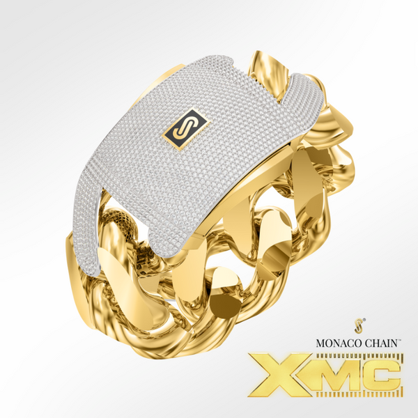 Men's Bracelet - Monaco Chain CLASSIC Pavé Lock - 35mm (XMC)