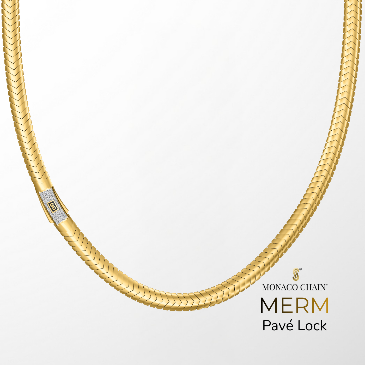 Men's Necklace- Monaco Chain MERM Pavé Lock